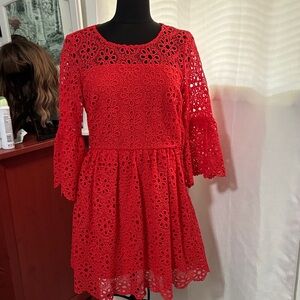 Red Lace Floral Dress